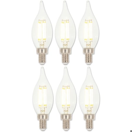 Westinghouse Bulb LED Dimmable 4.5W 120V CA11 Filament 2700K Clear E12 Candelabra Base, 6PK 5272020